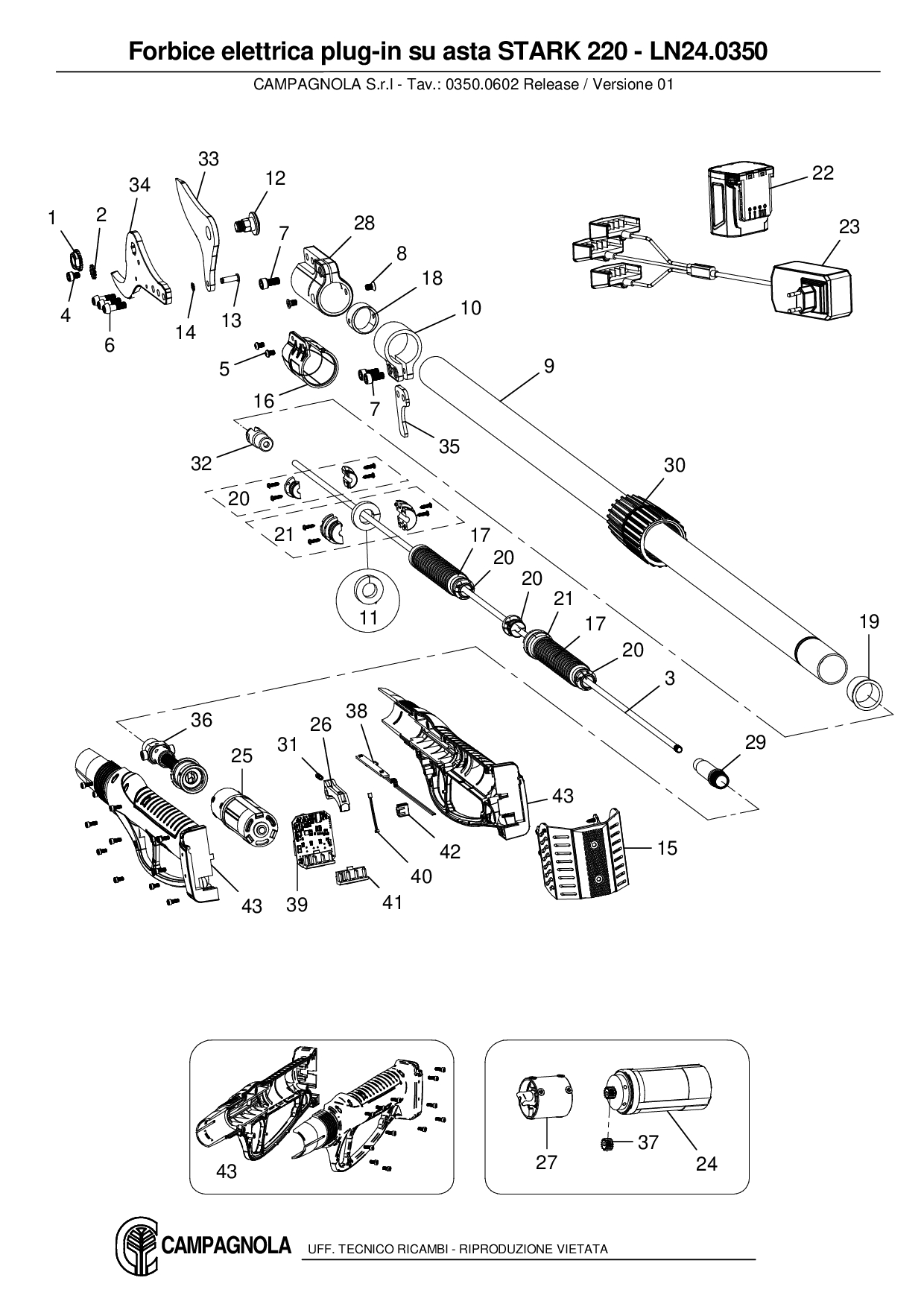 LN24.0350_Forbice elettrica plug-in su asta STARK 220
